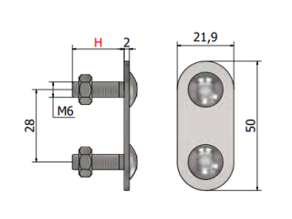 Пластина монтажная из нержавеющей стали с гайками, для замка натяжения