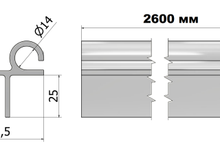Планка, алюминиевая для зад. балки, от подлива, от подлива, Т-образ. формы  2600 мм
