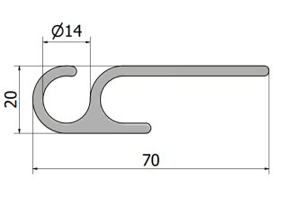 Зацеп передний алюминиевый, анодир. для натяжения тента, 3000 мм